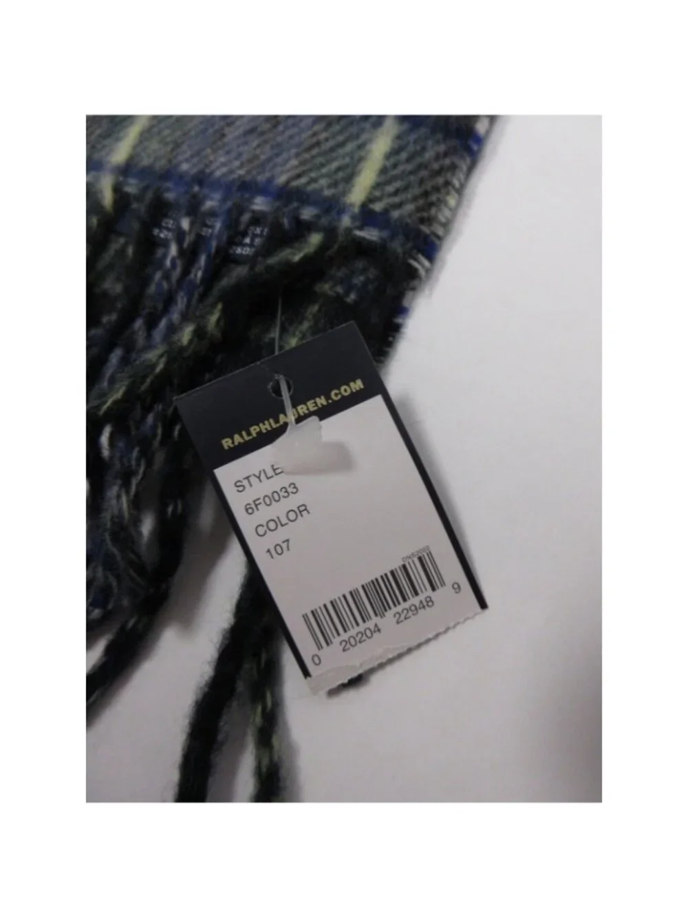 VINTAGE Polo Ralph Lauren Scarf One ambs Wool Plaid Fringe Italy